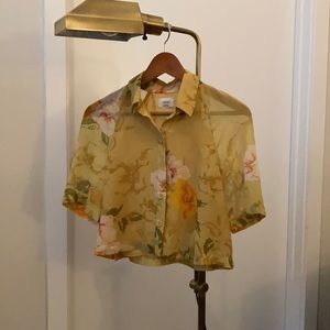 Wilfred Aritzia floral crop blouse, size XS